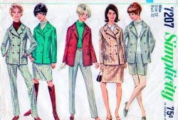 7207 SIMPLICITY 1967 2 BREASTED JACKET, SKIRT, PANTS LENGTHS PATTERN 12  32B OR 18 38B